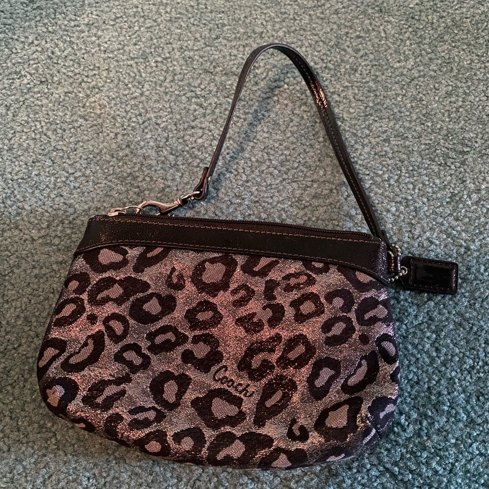 Coach Black Clutch with Leopard Print